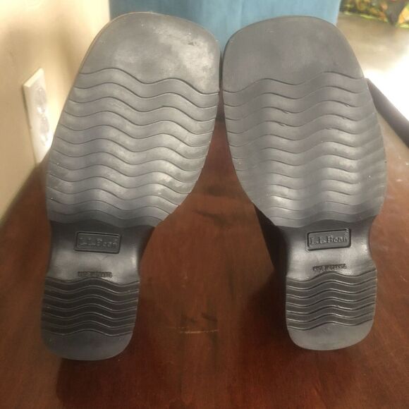 Women's L.L. Bean Brown Slip On Dress Boots Sz 6 M. Square Toe Leather - Picture 6 of 6